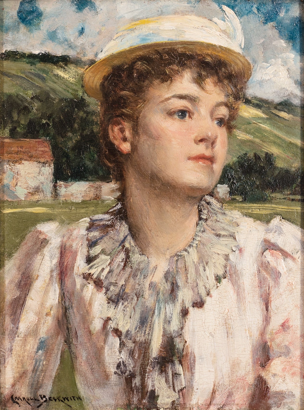 Nita, vintage artwork by James Carroll Beckwith, 12x8" (A4) Poster