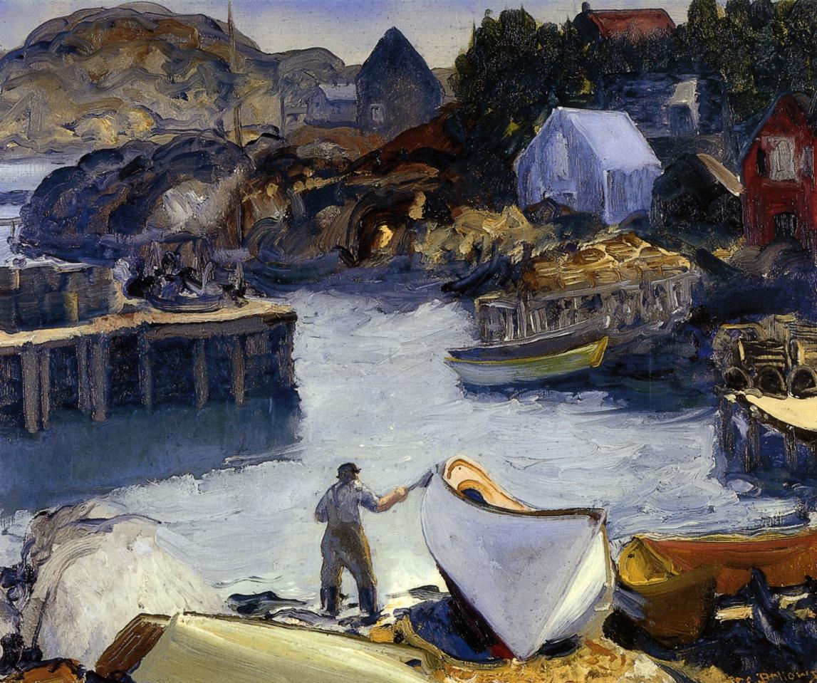 Cleaning His Lobster Boat, vintage artwork by George Wesley Bellows, 12x8" (A4) Poster