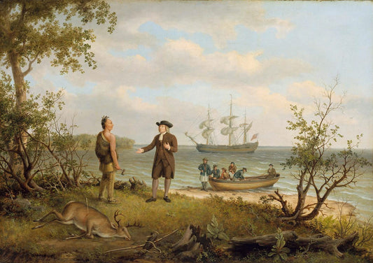 The Landing of William Penn, vintage artwork by Thomas Birch, 12x8" (A4) Poster