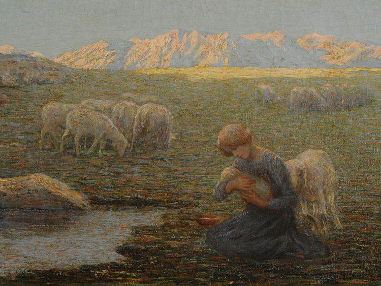 The sick sheep by Emilio Longoni,A3(16x12")Poster