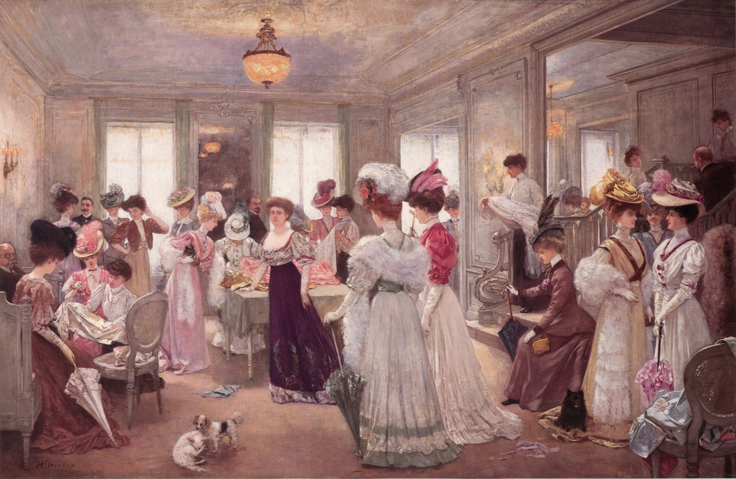 Cinq heures chez Paquin, vintage artwork by Henri Gervex, 12x8" (A4) Poster