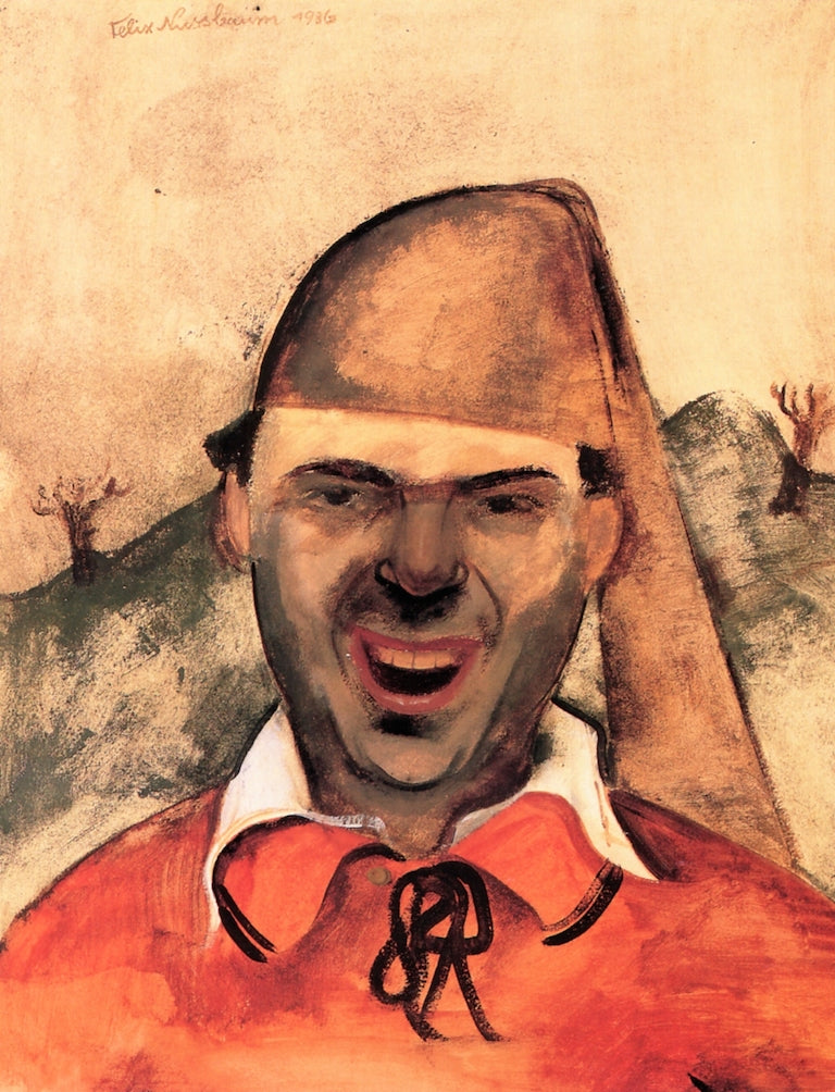 Self-Portrait with Crazy Laugh, vintage artwork by Felix Nussbaum, 12x8" (A4) Poster