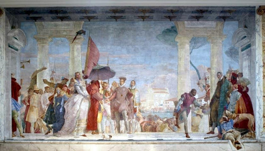 The Arrival of Henry III at the Villa Contarini, vintage artwork by Giovanni Battista Tiepolo, 12x8" (A4) Poster