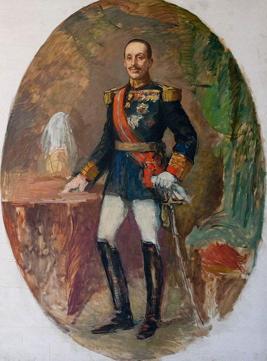 Portrait of Alfonso XIII de España, vintage artwork by Ricardo Canals y Llambi, 12x8" (A4) Poster