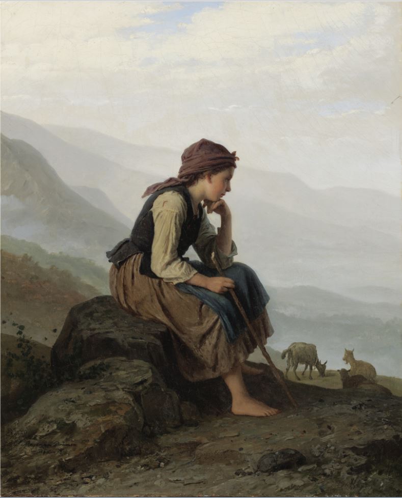 The Little Goat Herder, vintage artwork by Johann Georg Meyer von Bremen, A3 (16x12") Poster Print