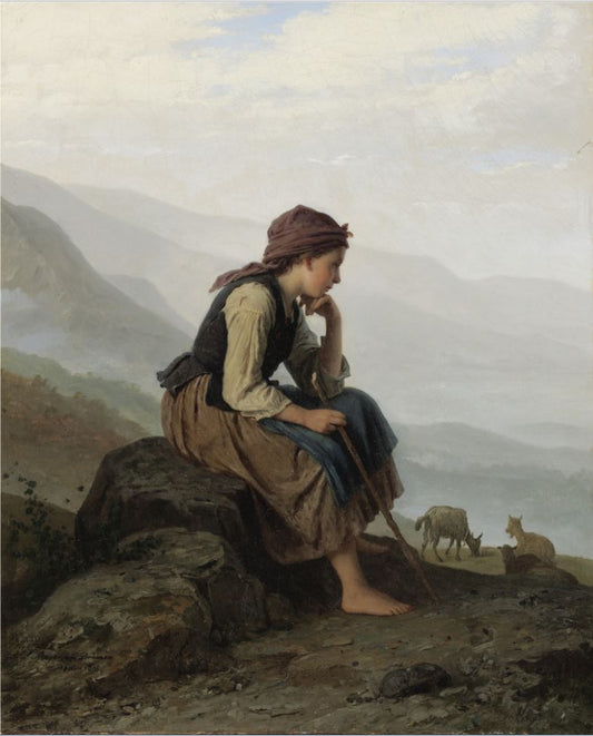 The Little Goat Herder, vintage artwork by Johann Georg Meyer von Bremen, A3 (16x12") Poster Print