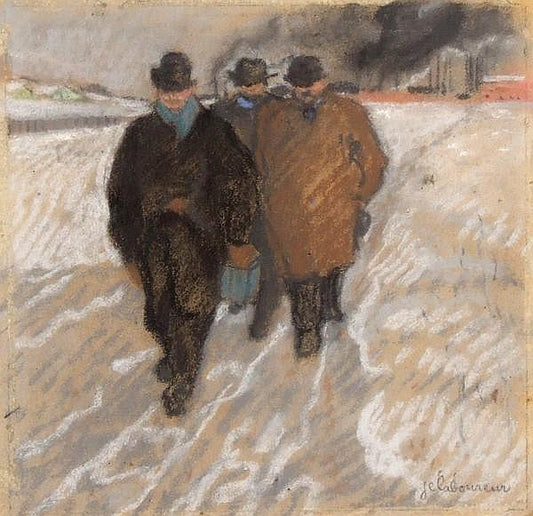 Workmen Coming From Work, vintage artwork by Jean-Émile Laboureur, 12x8" (A4) Poster