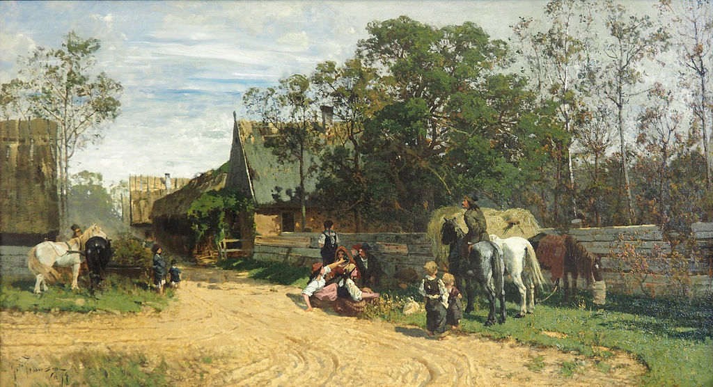 Polish Village, vintage artwork by Hans Feddersen, 12x8" (A4) Poster