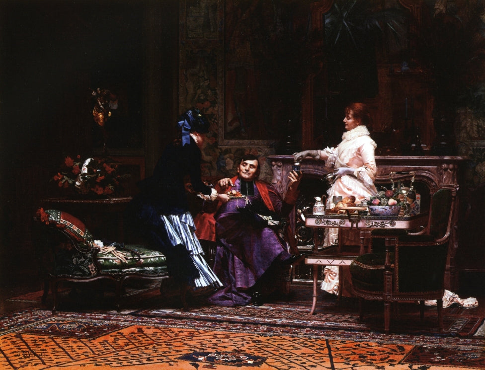 Monseigneur en visite, vintage artwork by Jehan-Georges Vibert, 12x8" (A4) Poster