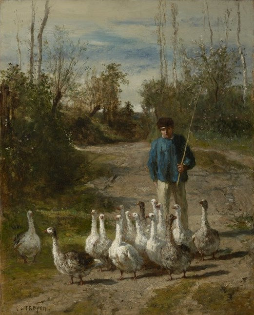 The Gooseherd, vintage artwork by Constant Troyon, A3 (16x12") Poster Print