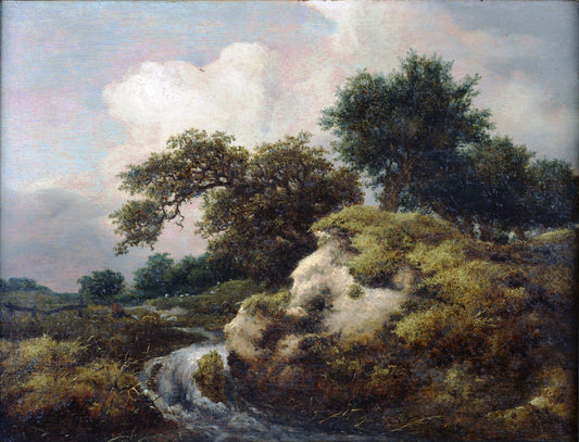 Landscape with Dune and Small Waterfall, vintage artwork by Jacob van Ruisdael, 12x8" (A4) Poster