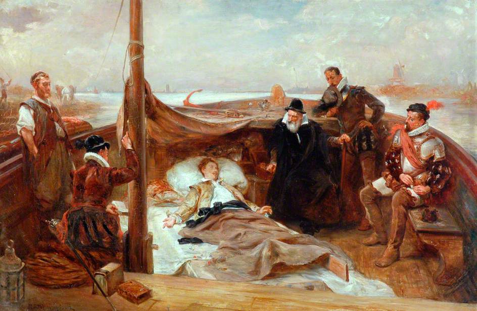 The Last Days of Sir Philip Sydney, vintage artwork by Robert Alexander Hillingford, 12x8" (A4) Poster
