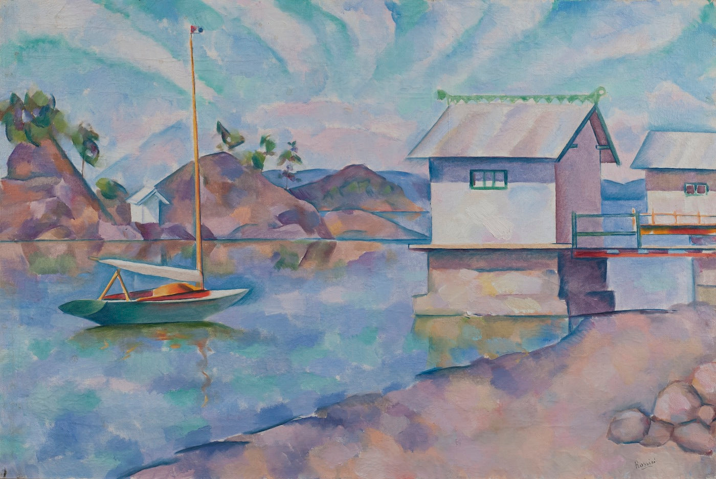 The Sailboat, vintage artwork by Vladimir Baranoff-Rossine, 12x8" (A4) Poster