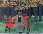 Man on a Bench, vintage artwork by Horace Pippin, 12x8" (A4) Poster