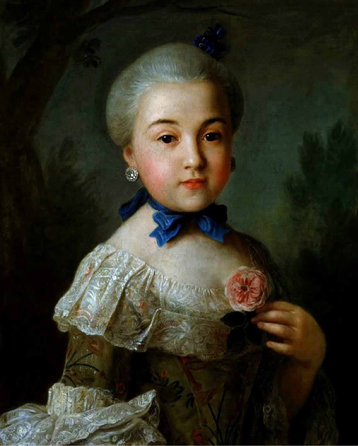 Portrait of Varvara Sheremeteva, vintage artwork by Pietro Antonio Rotari, 12x8" (A4) Poster