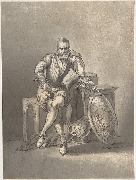Portrait of a Silversmith, Seated, vintage artwork by Jean-Louis Ernest Meissonier, A3 (16x12") Poster Print