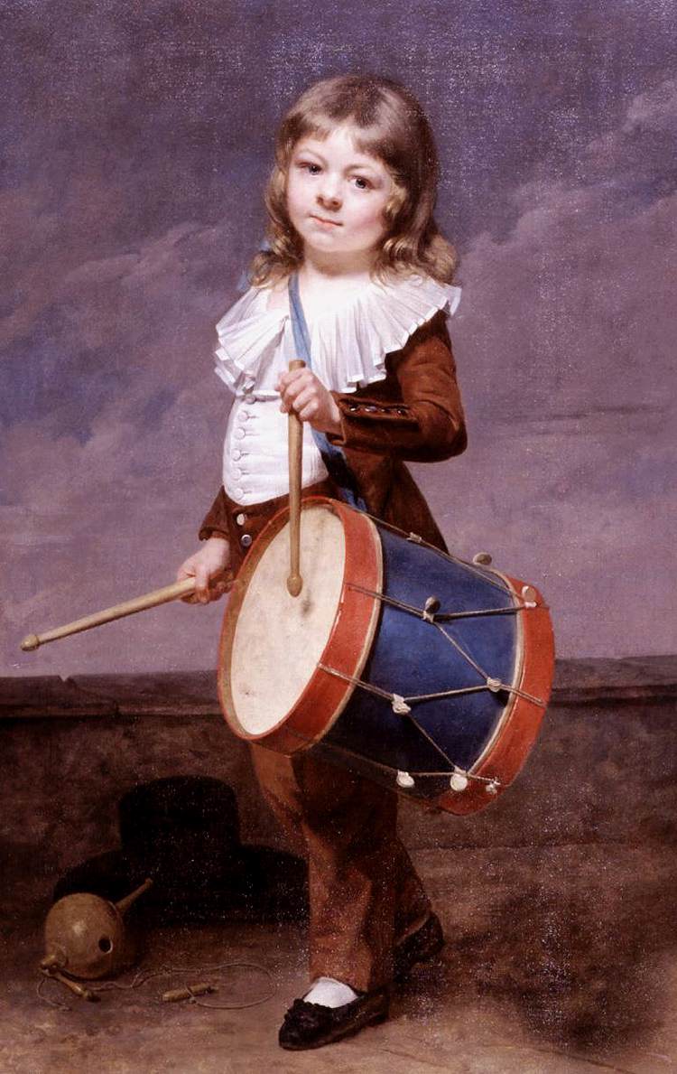 Portrait of the Artist's Son as a Drummer, vintage artwork by Martin Drölling, 12x8" (A4) Poster