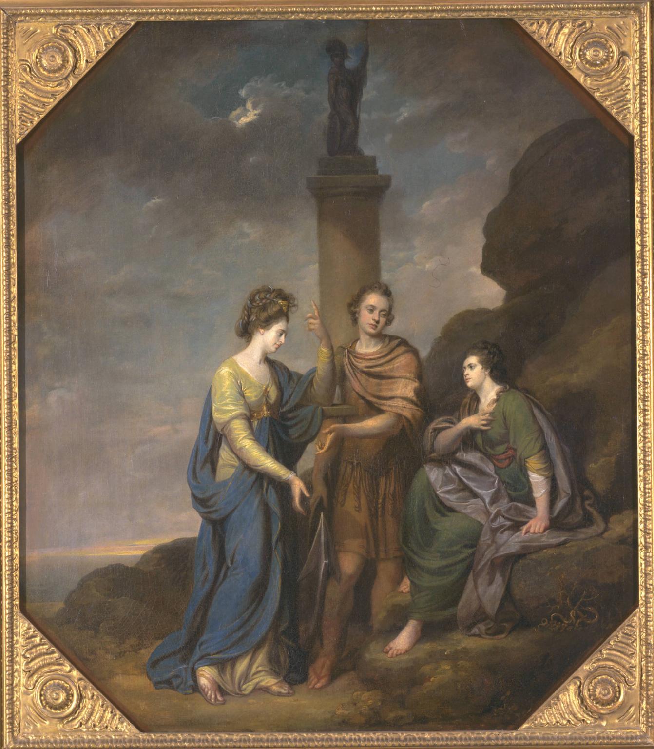Portrait of a Gentleman, His Wife, and Sister, vintage artwork by Richard Cosway, 12x8" (A4) Poster