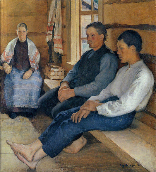 Sunday in a Crofter's Cottage, vintage artwork by Pekka Halonen, 12x8" (A4) Poster