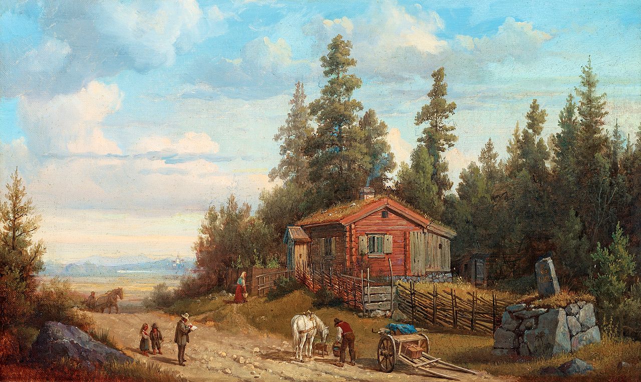 View in the Neighborhood of Bie, vintage artwork by Gustaf Wilhelm Palm, A3 (16x12") Poster Print
