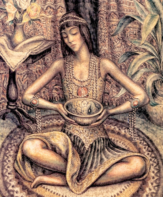 Girl in Costume with Bowl by Middleton Manigault,16x12(A3) Poster