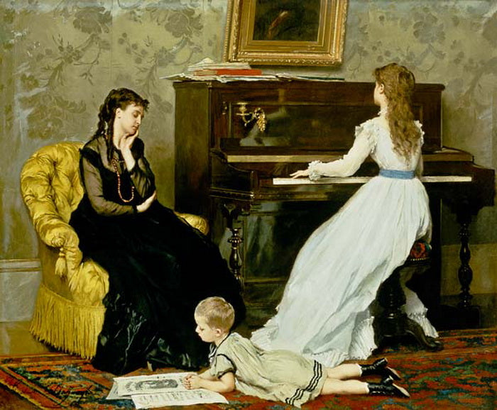 Music Hour, vintage artwork by Gustave-Leonard de Jonghe, 12x8" (A4) Poster