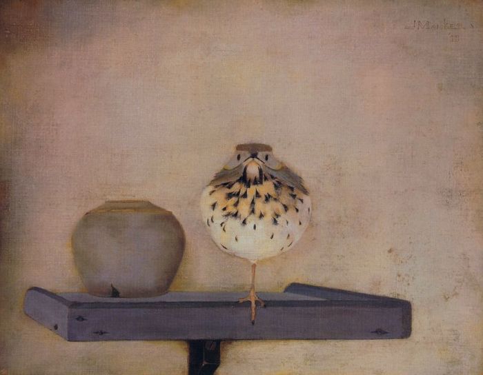 Bird on a Tray, vintage artwork by Jan Mankes, 12x8" (A4) Poster