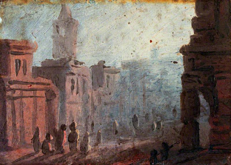 Cityscape (sketch), vintage artwork by Benjamin West, 12x8" (A4) Poster