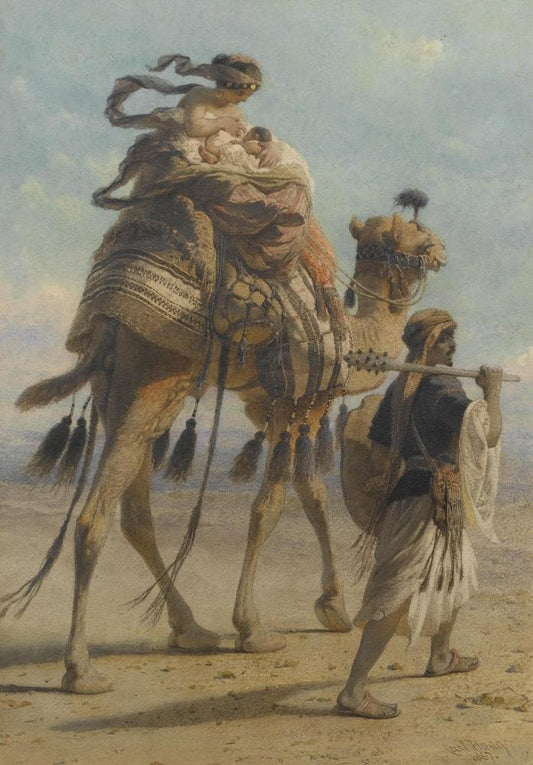 A Bedouin Family Crossing the Desert, vintage artwork by Carl Haag, A3 (16x12") Poster Print