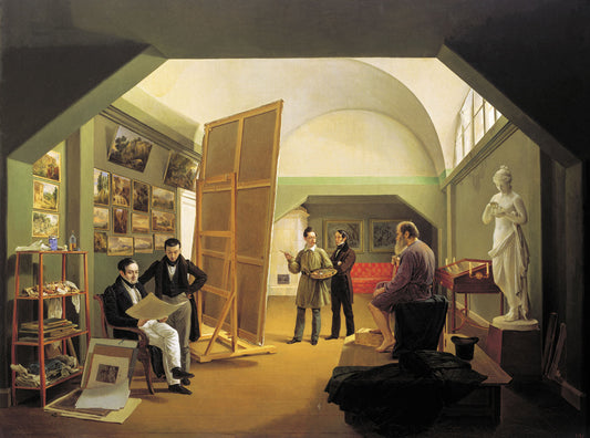 The Studio of Pyotr Basin, vintage artwork by Kapiton Zelentsov, 12x8" (A4) Poster