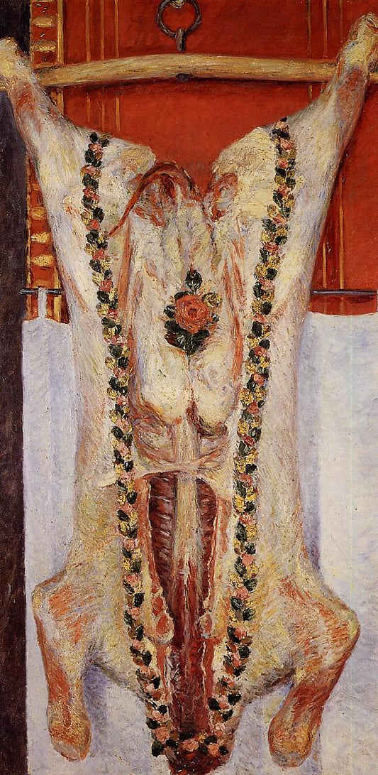 Calf in a Butcher Shop, vintage artwork by Gustave Caillebotte, 12x8" (A4) Poster