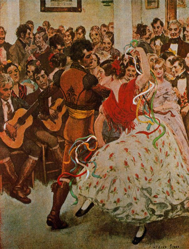 The Night at Don Pedro's, vintage artwork by Adolfo Lozano Sidro, 12x8" (A4) Poster