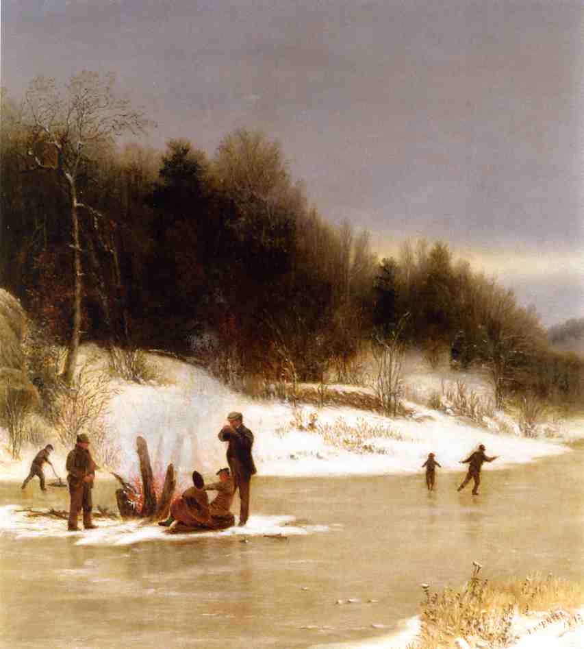 The Skating Party, vintage artwork by Jervis McEntee, 12x8" (A4) Poster