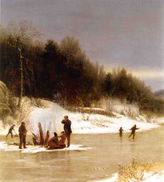 The Skating Party, vintage artwork by Jervis McEntee, 12x8" (A4) Poster