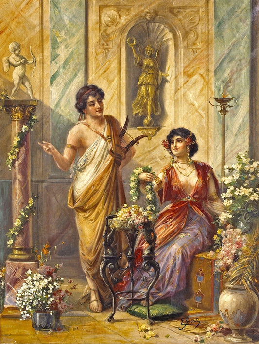 Inside a Roman villa by Edouardo Ettore Forti,16x12(A3) Poster