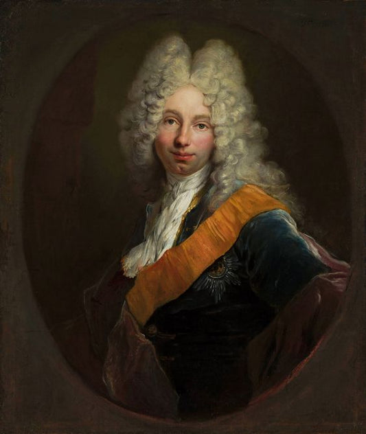 Portrait of a young man with the sash of the Order of the Black Eagle, vintage artwork by Antoine Pesne, 12x8" (A4) Poster