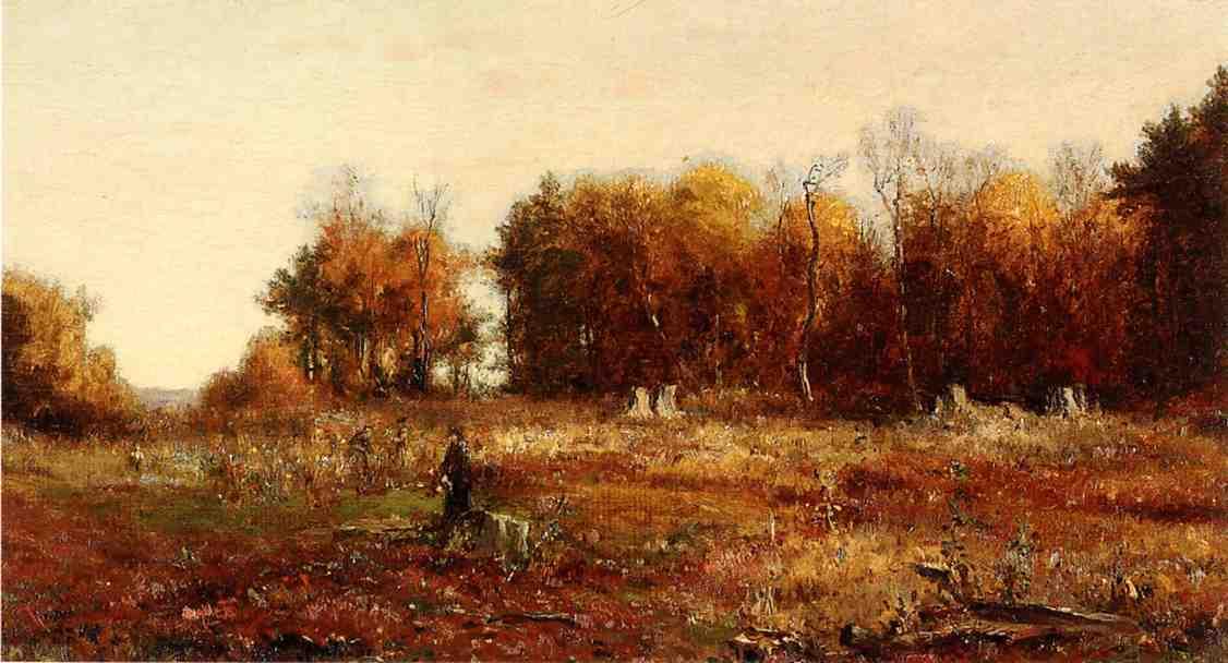 Gathering Autumn Leaves, vintage artwork by Jervis McEntee, 12x8" (A4) Poster