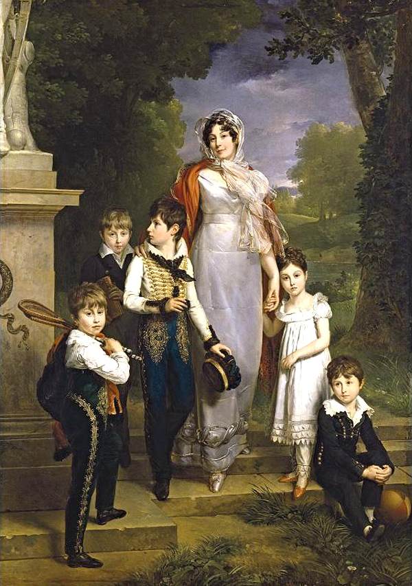 Portrait of Marechale Lannes, Duchesse de Montebello with Her Children, vintage artwork by Marguerite Gerard, 12x8" (A4) Poster