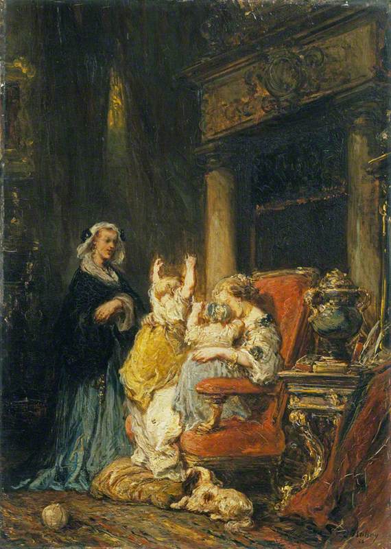 The Young Mother, vintage artwork by Eugène Isabey, A3 (16x12