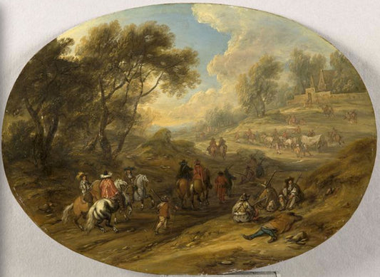 Military Convoy, vintage artwork by Adam Frans van der Meulen, 12x8" (A4) Poster
