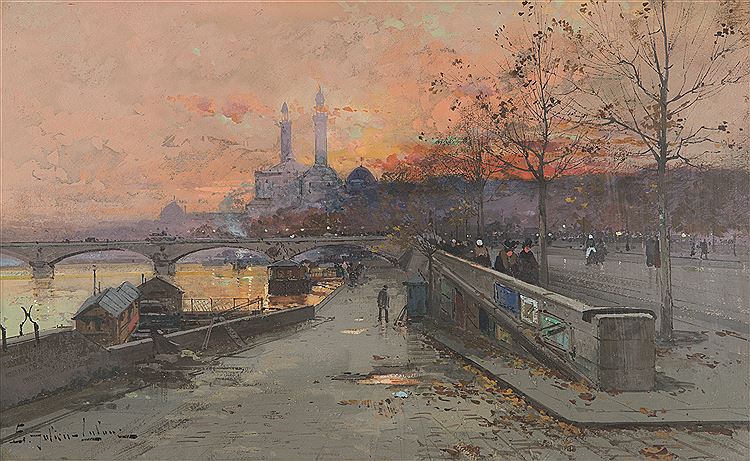 Old Trocadero, Paris by Eugene Galien-Laloue,A3(16x12")Poster