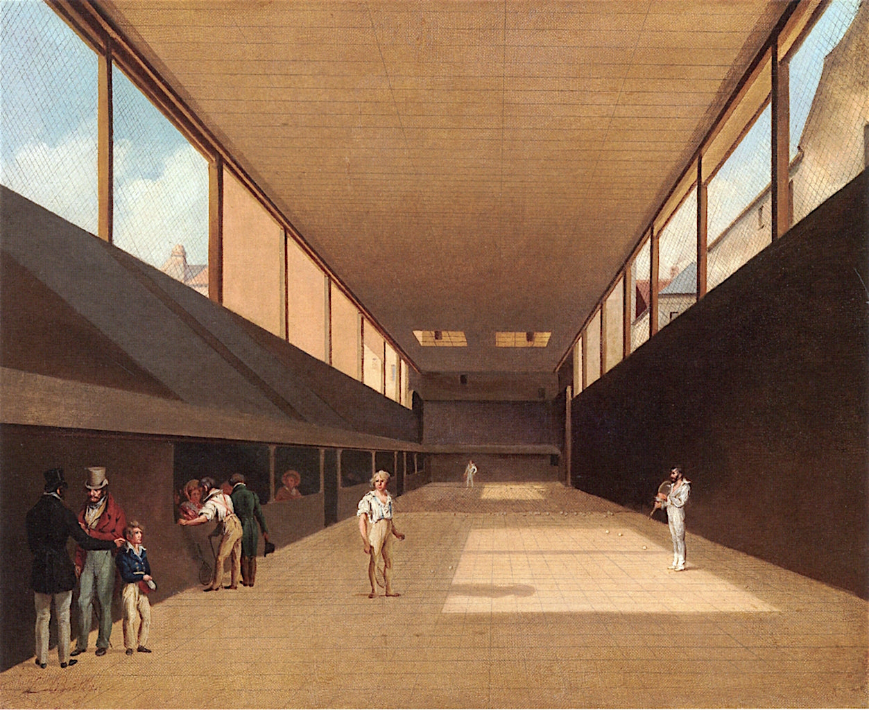 The Interior of a Tennis Court, vintage artwork by Louis-Leopold Boilly, 12x8" (A4) Poster