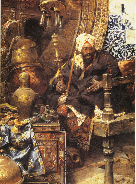Arab Merchant Among His Antiques, vintage artwork by Charles Bargue, 12x8" (A4) Poster