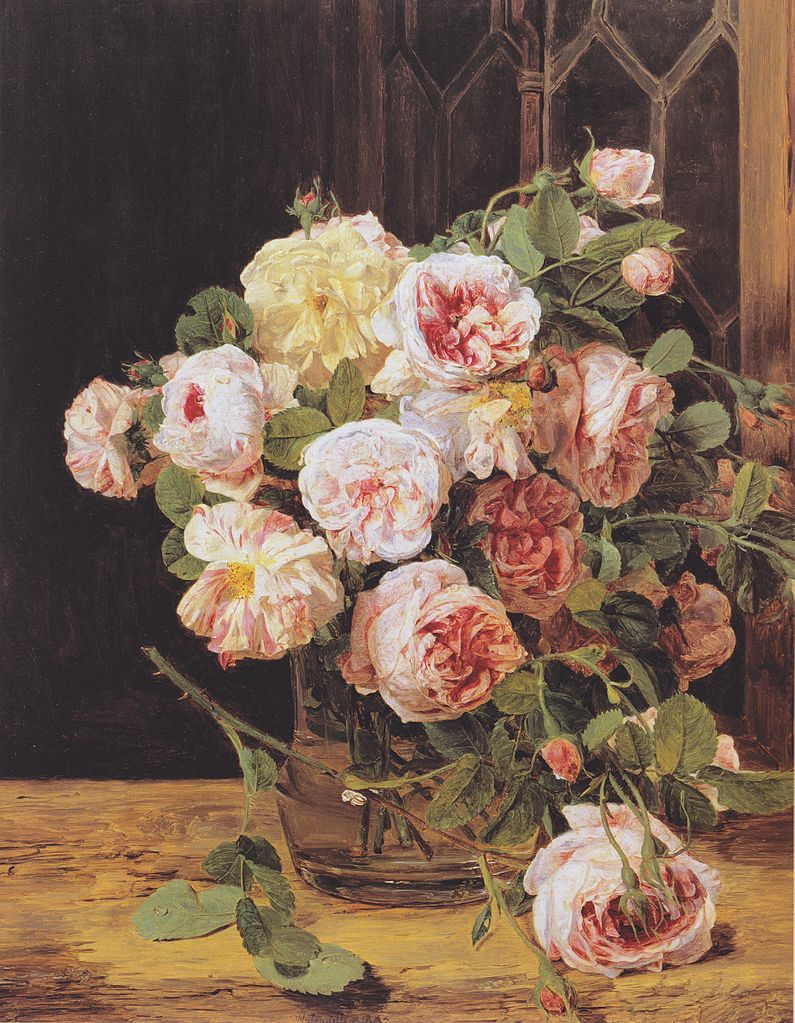 Bouquet of Roses at the Window, vintage artwork by Ferdinand Georg Waldmüller, A3 (16x12") Poster Print
