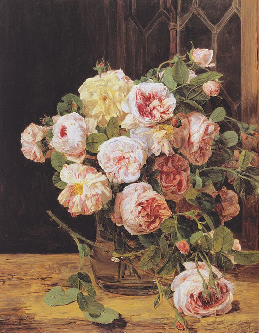 Bouquet of Roses at the Window, vintage artwork by Ferdinand Georg Waldmüller, A3 (16x12") Poster Print