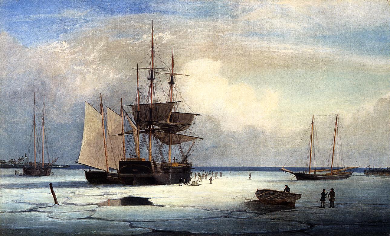 Ships in Ice off Ten Pound Island, vintage artwork by Fitz Henry Lane, A3 (16x12") Poster Print