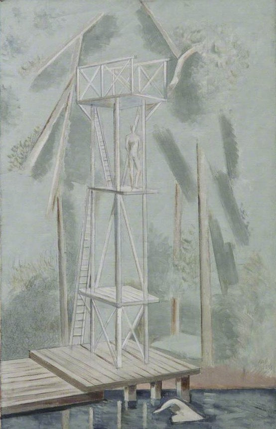 The Diving Stage, vintage artwork by Paul Nash, 12x8" (A4) Poster