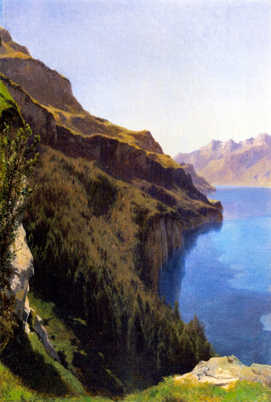 Cliffs of Seelisberg, Lake Lucern, vintage artwork by Alexandre Calame, A3 (16x12") Poster Print