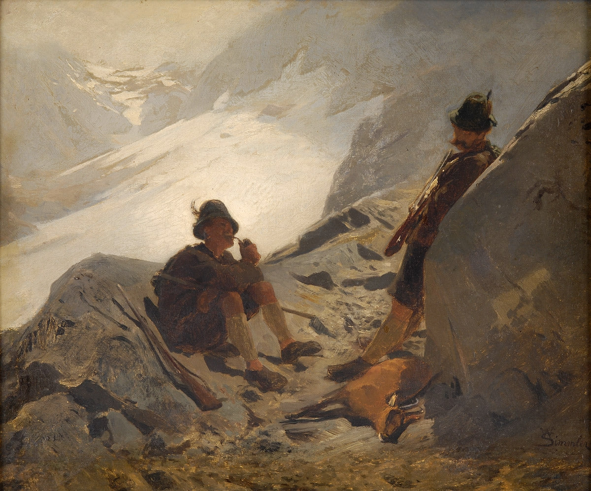 Mountaineers, vintage artwork by Wilhelm Simmler, 12x8" (A4) Poster