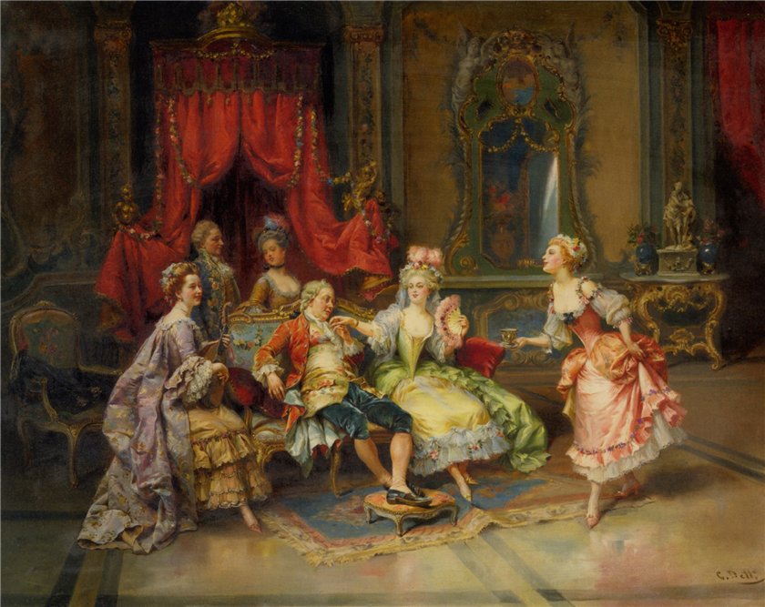 Louis XV In the Throne Room, vintage artwork by Cesare Augusto Detti, 12x8" (A4) Poster